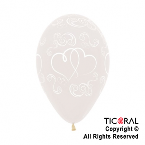 GLOBO SEMPERTEX R12 INF CRISTAL TRANSPARENTE CORAZONES CRUZADOS x 50